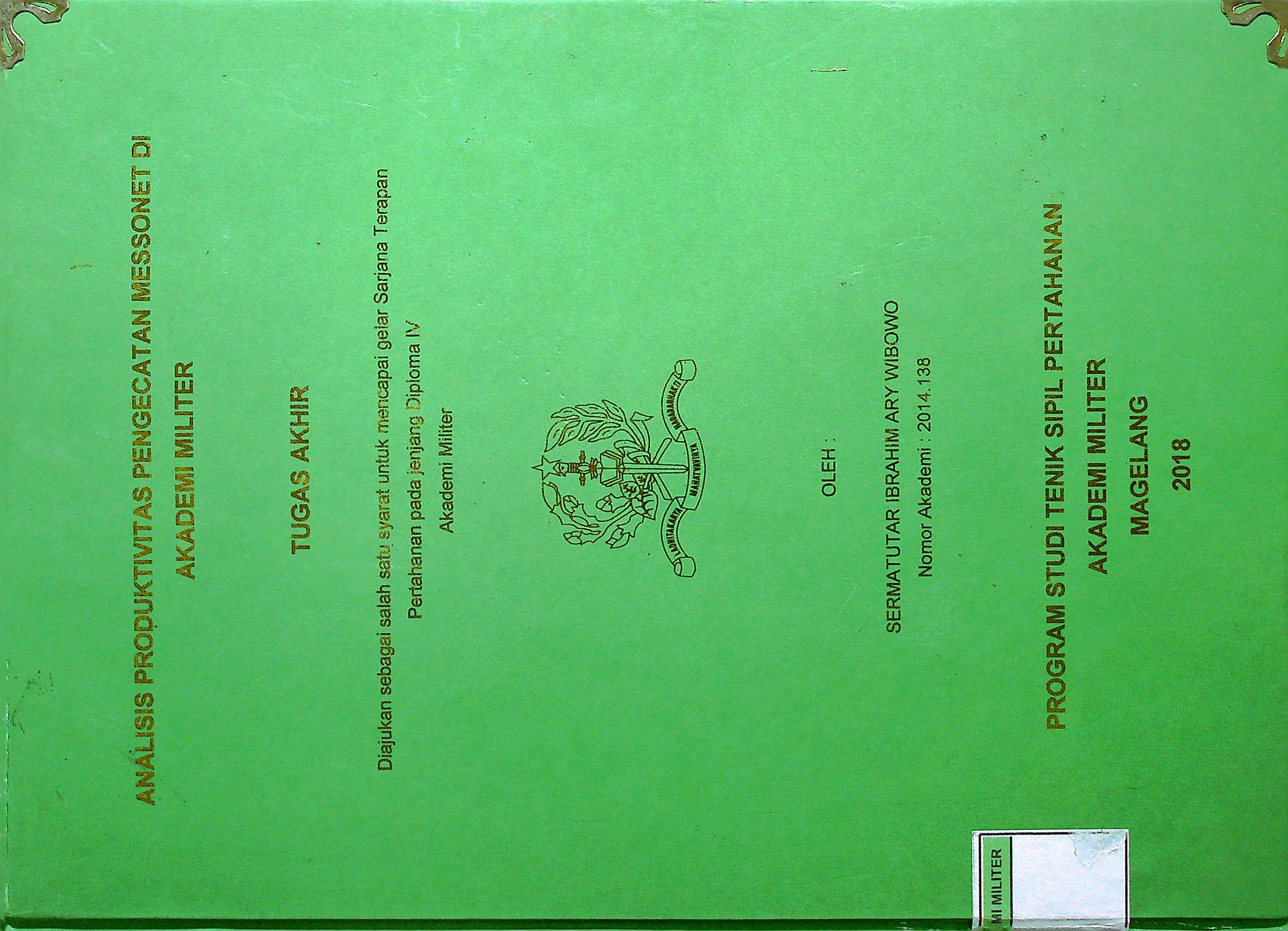 ANALISIS PRODUKTIVITAS PENGECATAN MESSONET DI AKADEMI MILITER